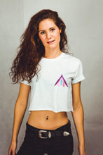 Load image into Gallery viewer, white Crop Top for women with embroidered clitoris design
