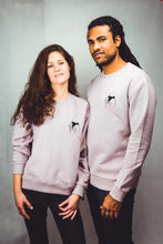 Load image into Gallery viewer, unisex lilac sweatshirt with embroidered paradise design
